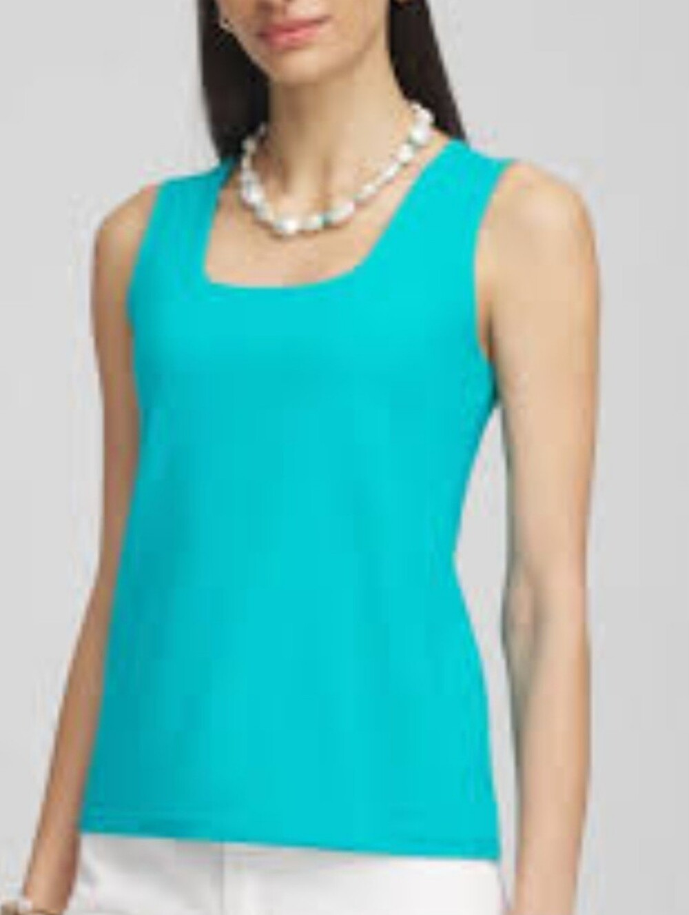 NWT Chico's Women's Teal Sleeveless Scoop Neck Tank Top ~ Size 3 = XL